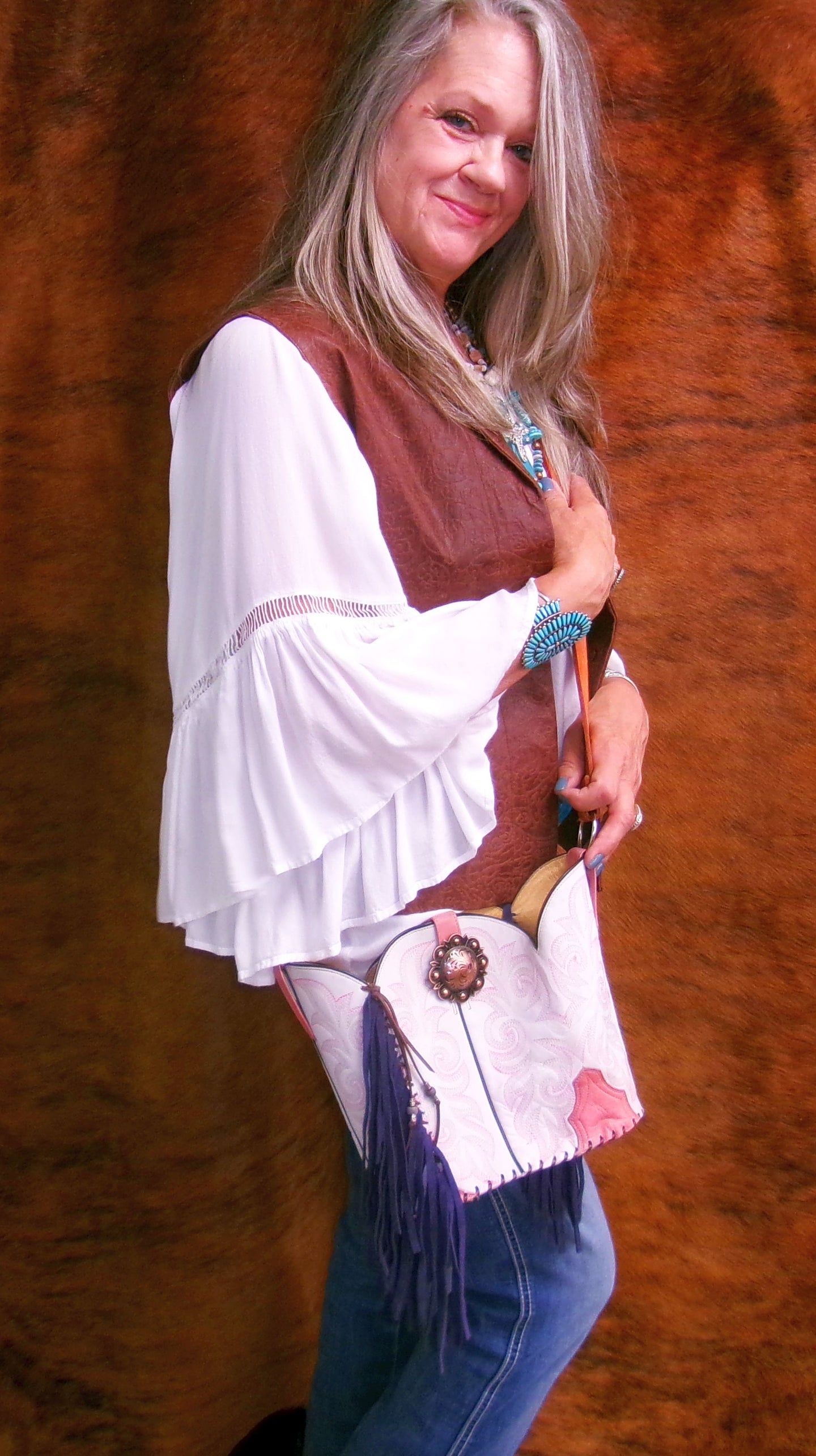 Bucket Bag Cowboy Boot Fringe Purse BK142